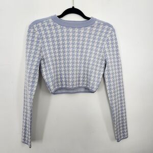 Express Light Blue and White Houndstooth Sweater